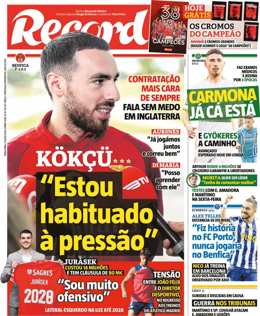 Record: Capa da Edi&ccedil;&atilde;o de ter&ccedil;a-feira, 11 de julho 2023