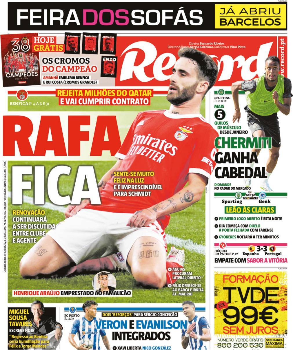 Record: Capa da Edi&ccedil;&atilde;o de quarta-feira, 19 de julho 2023