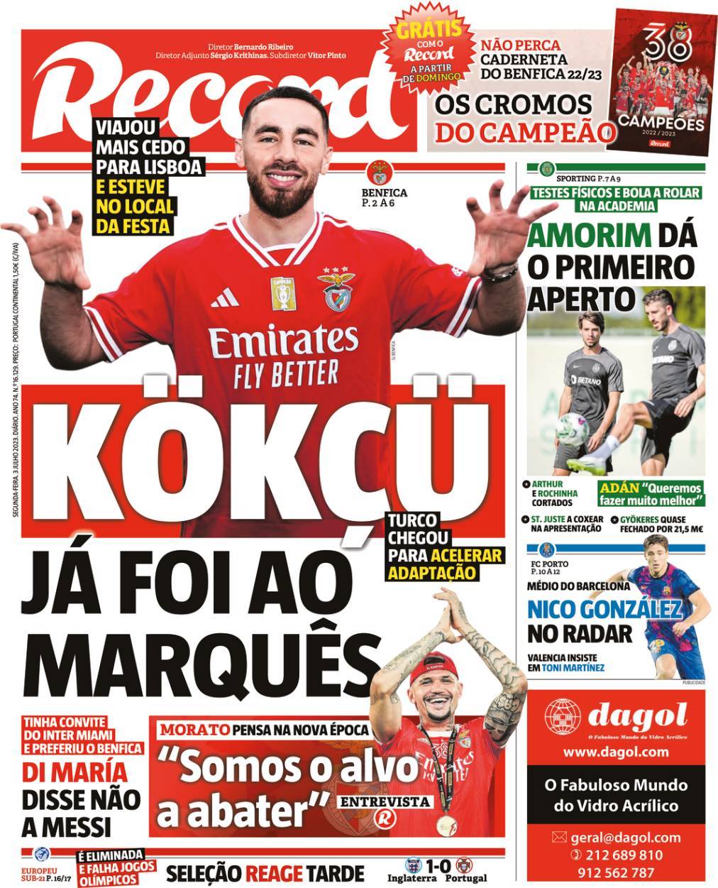 Record: Capa da Edi&ccedil;&atilde;o de segunda-feira, 03 de julho 2023