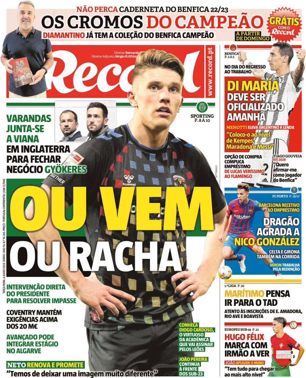 Record: Capa da Edi&ccedil;&atilde;o de ter&ccedil;a-feira, 04 de julho 2023