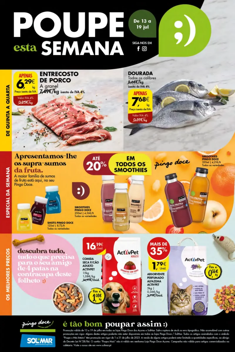 Antevis&atilde;o Folheto Pingo Doce A&ccedil;ores (13 a 19 julho)