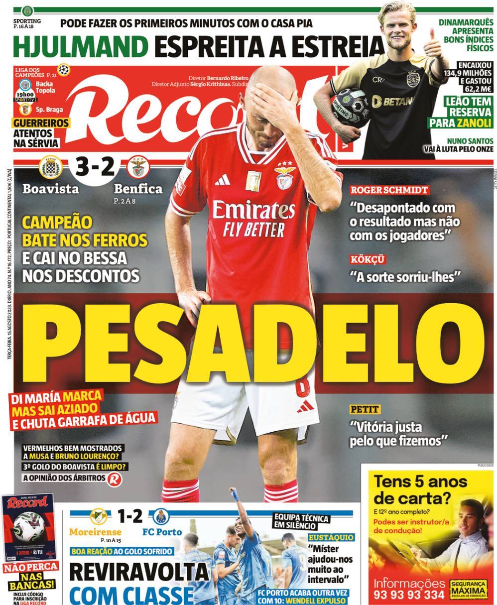 Record: Capa da Edi&ccedil;&atilde;o de ter&ccedil;a-feira, 15 de agosto 2023