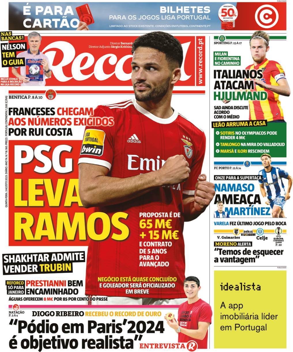 Record: Capa da Edi&ccedil;&atilde;o de quinta-feira, 03 de agosto 2023