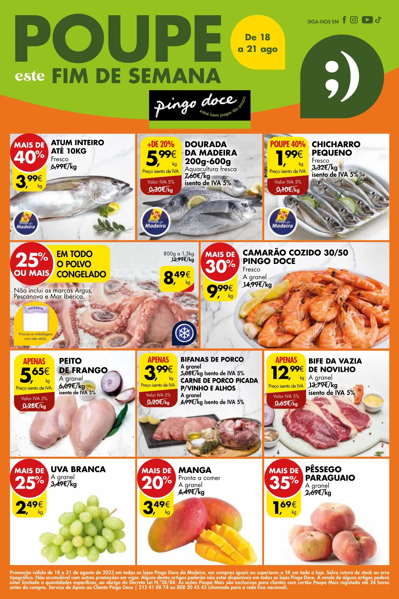 Antevis&atilde;o Folheto Pingo Doce fim-de-semana Madeira (18 a 21 agosto)