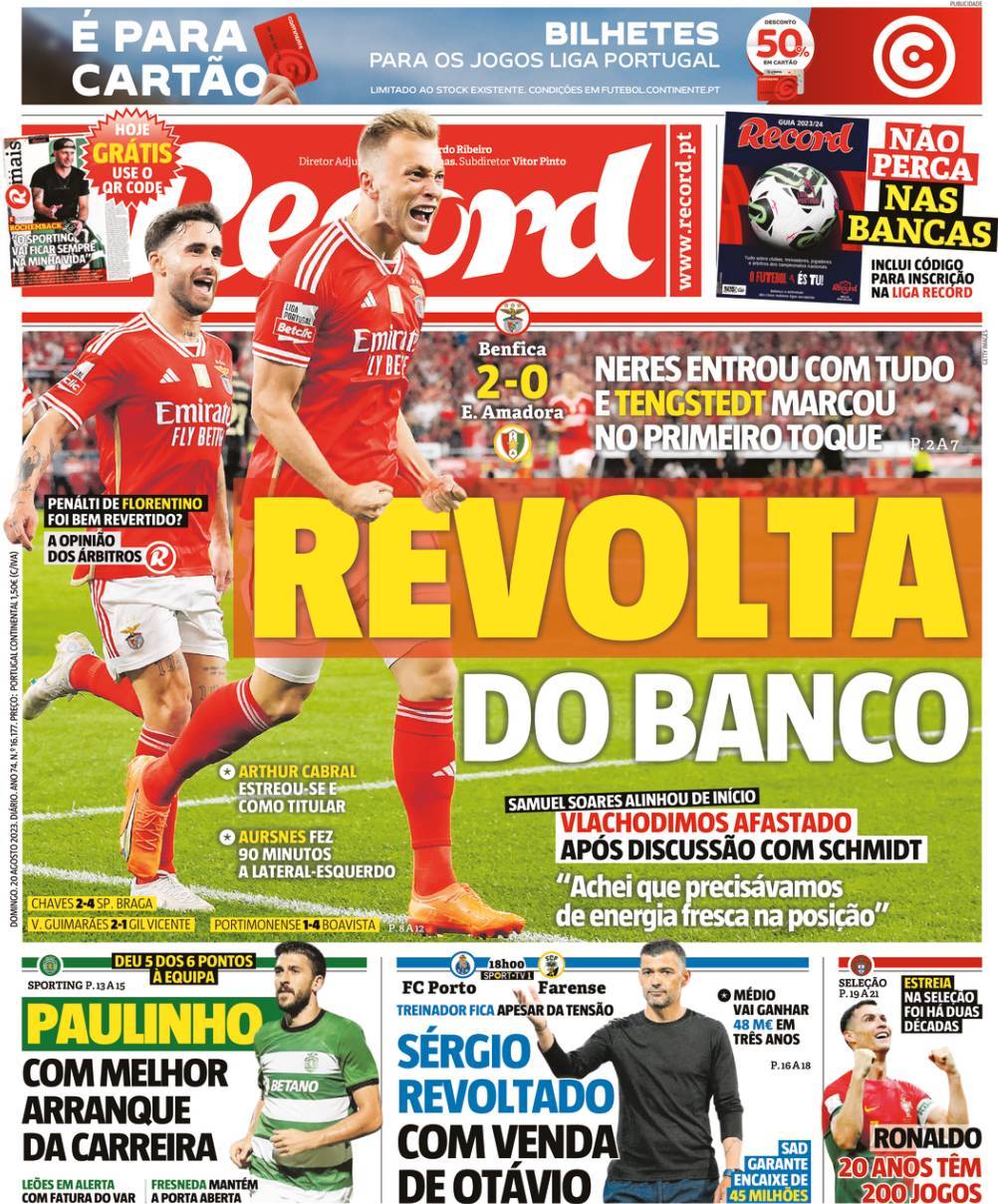 Record: Capa da Edi&ccedil;&atilde;o de domingo, 20 de agosto 2023