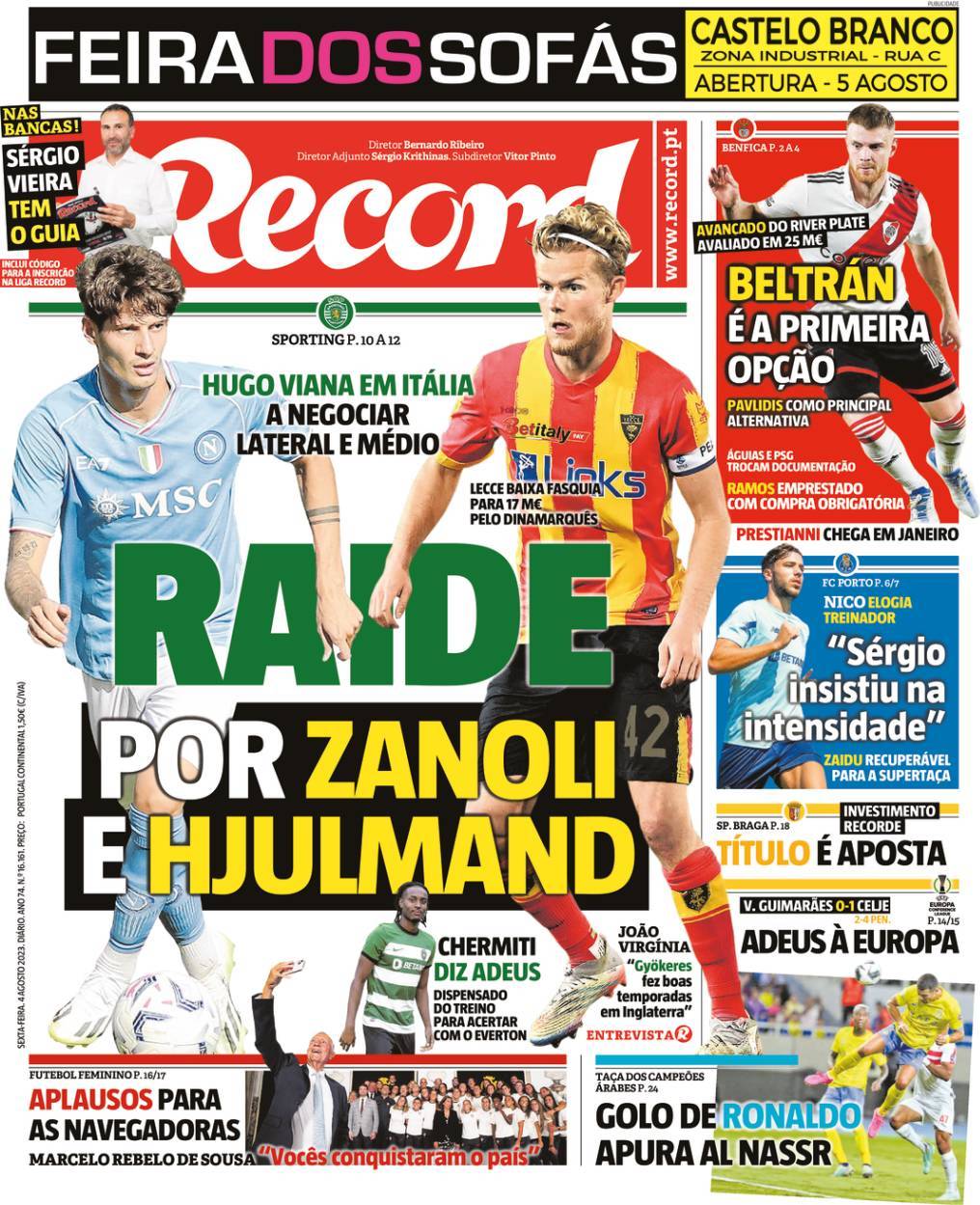 Record: Capa da Edi&ccedil;&atilde;o de sexta-feira, 04 de agosto 2023