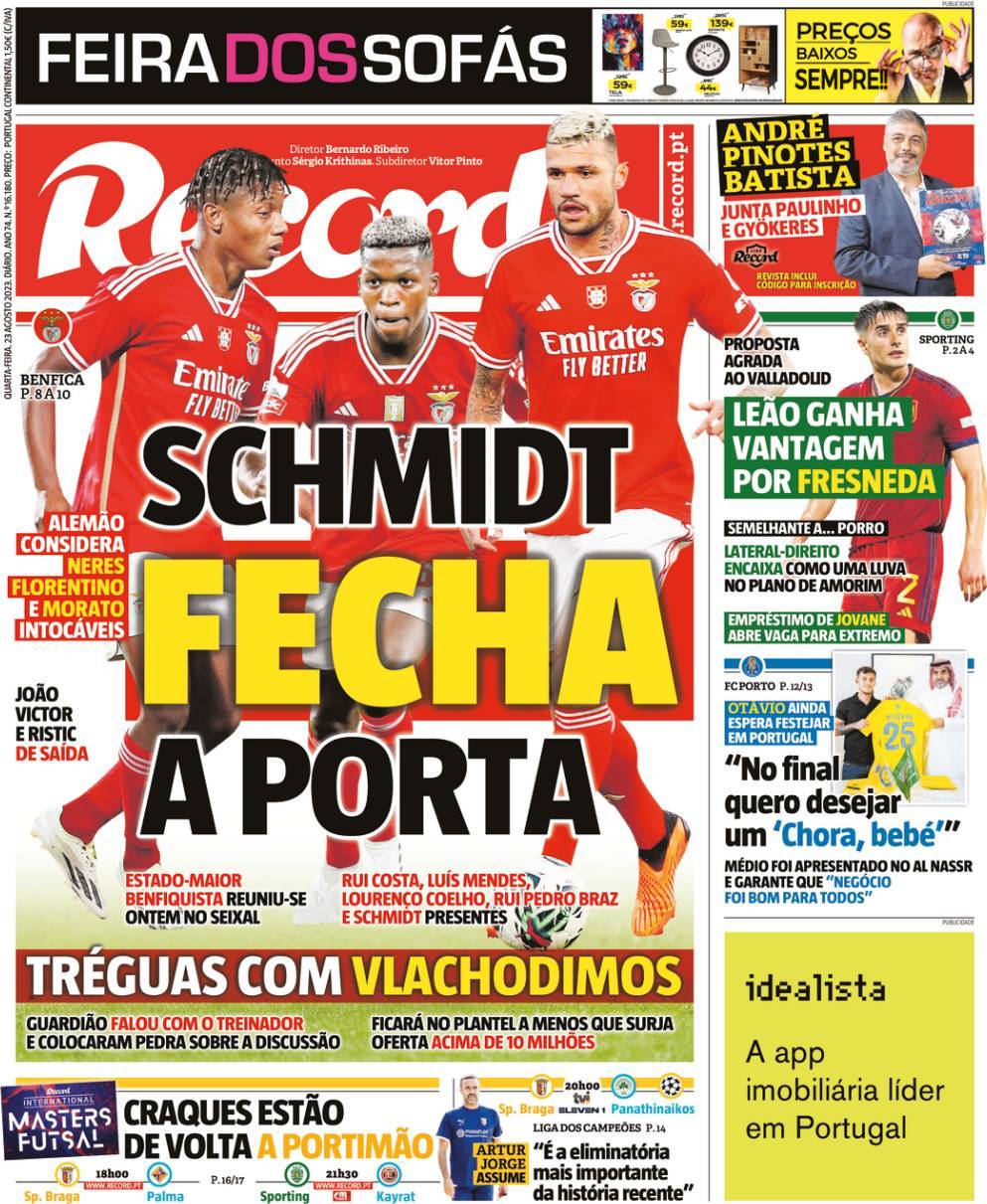Record: Capa da Edi&ccedil;&atilde;o de quarta-feira, 23 de agosto 2023
