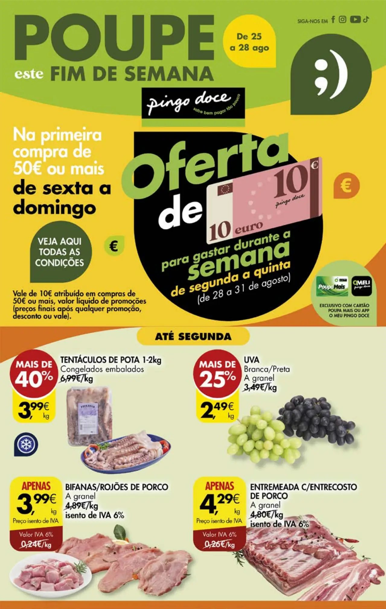 Antevis&atilde;o Folheto Pingo Doce fim-de-semana (25 a 28 agosto)
