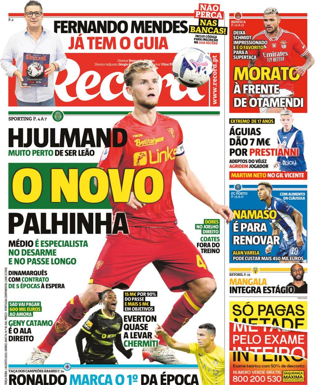 Record: Capa da Edi&ccedil;&atilde;o de ter&ccedil;a-feira, 01 de agosto 2023