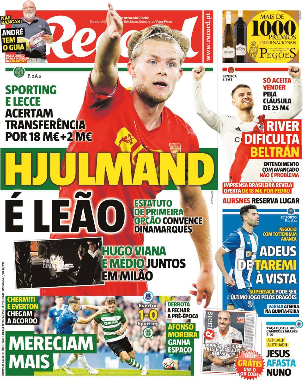 Record: Capa da Edi&ccedil;&atilde;o de domingo, 06 de agosto 2023