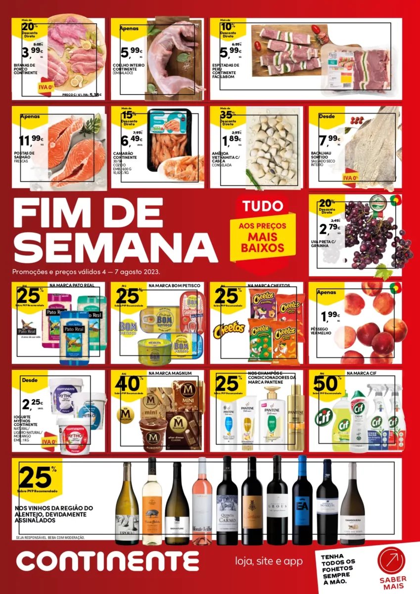 Folheto Continente fim-de-semana (4 a 7 agosto)