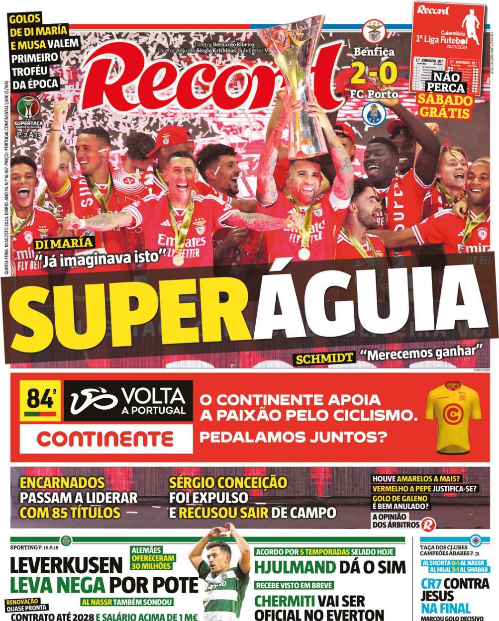 Record: Capa da Edi&ccedil;&atilde;o de quinta-feira, 10 de agosto 2023