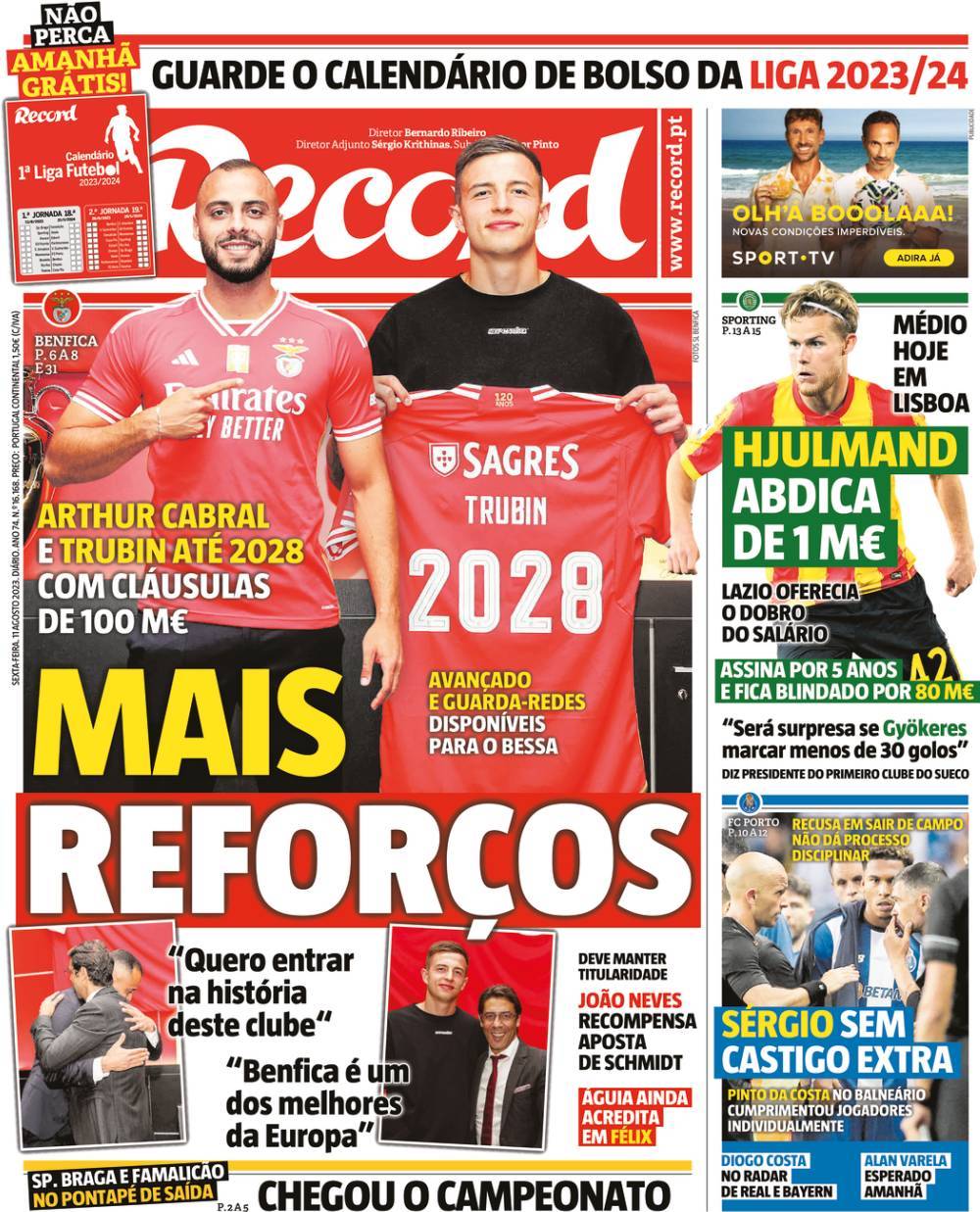 Record: Capa da Edi&ccedil;&atilde;o de sexta-feira, 11 de agosto 2023