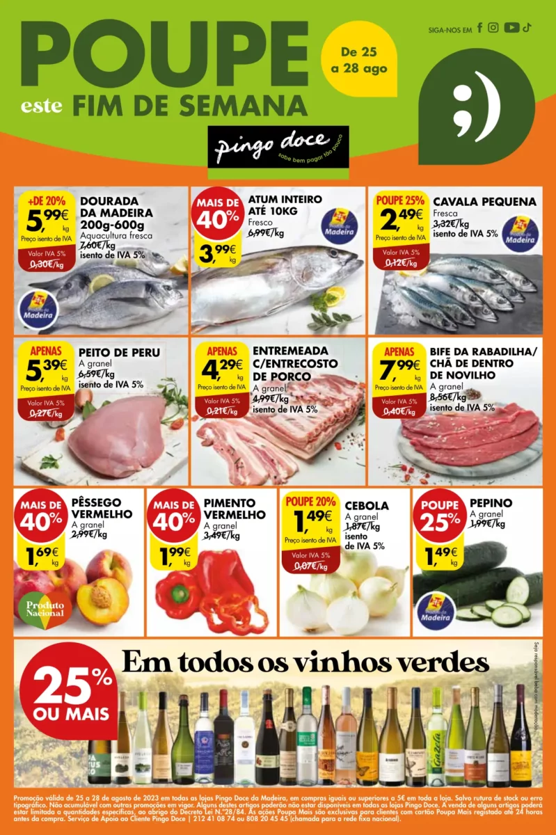 Antevis&atilde;o Folheto Pingo Doce fim-de-semana Madeira (25 a 28 agosto)