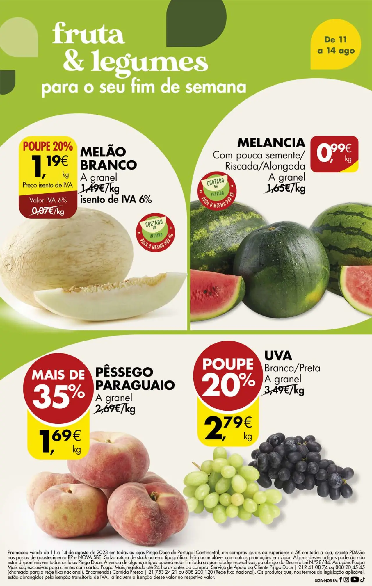 Antevis&atilde;o Folheto Pingo Doce fim-de-semana (11 a 14 agosto)