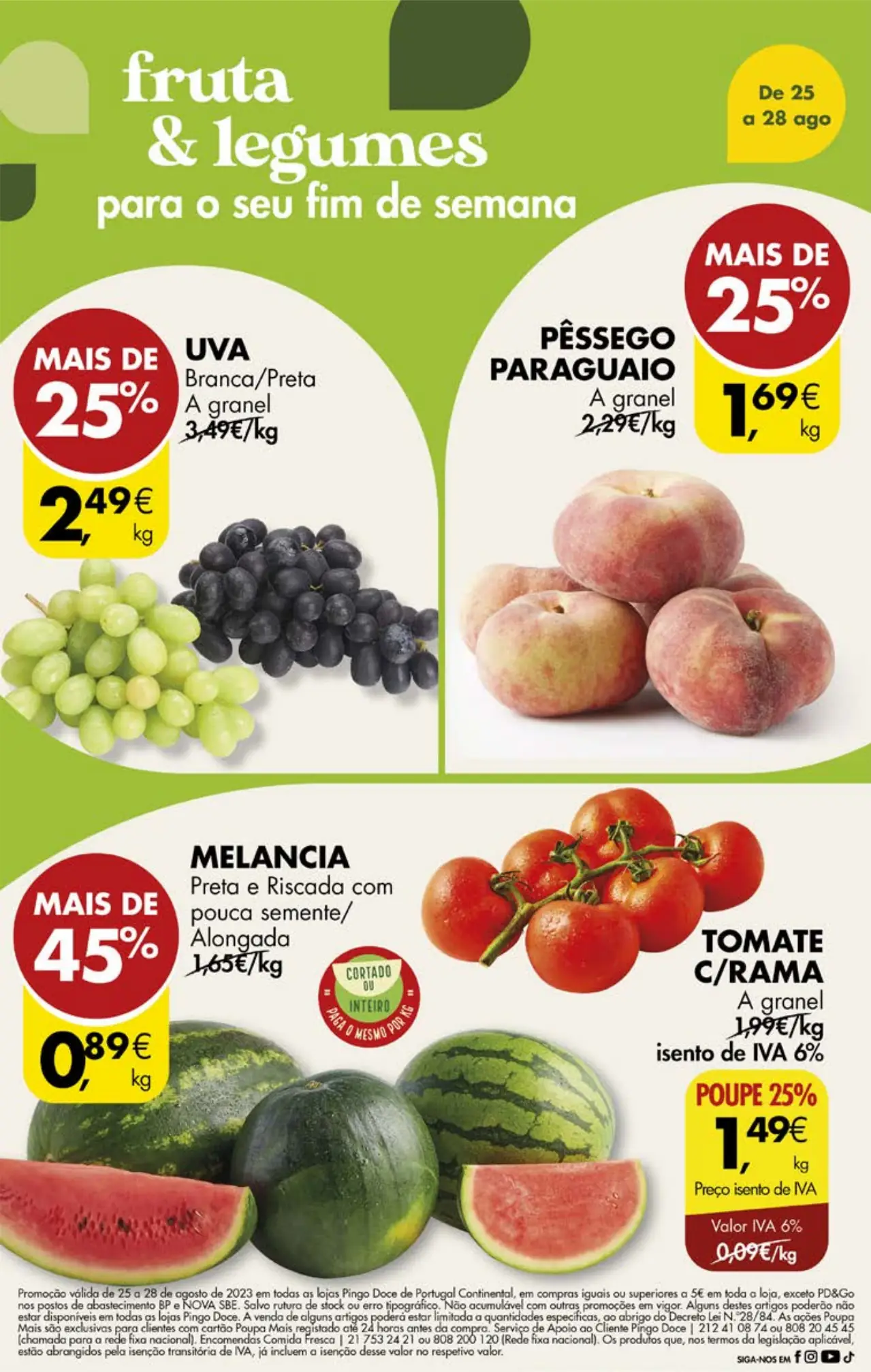 Antevis&atilde;o Folheto Pingo Doce fim-de-semana (25 a 28 agosto)