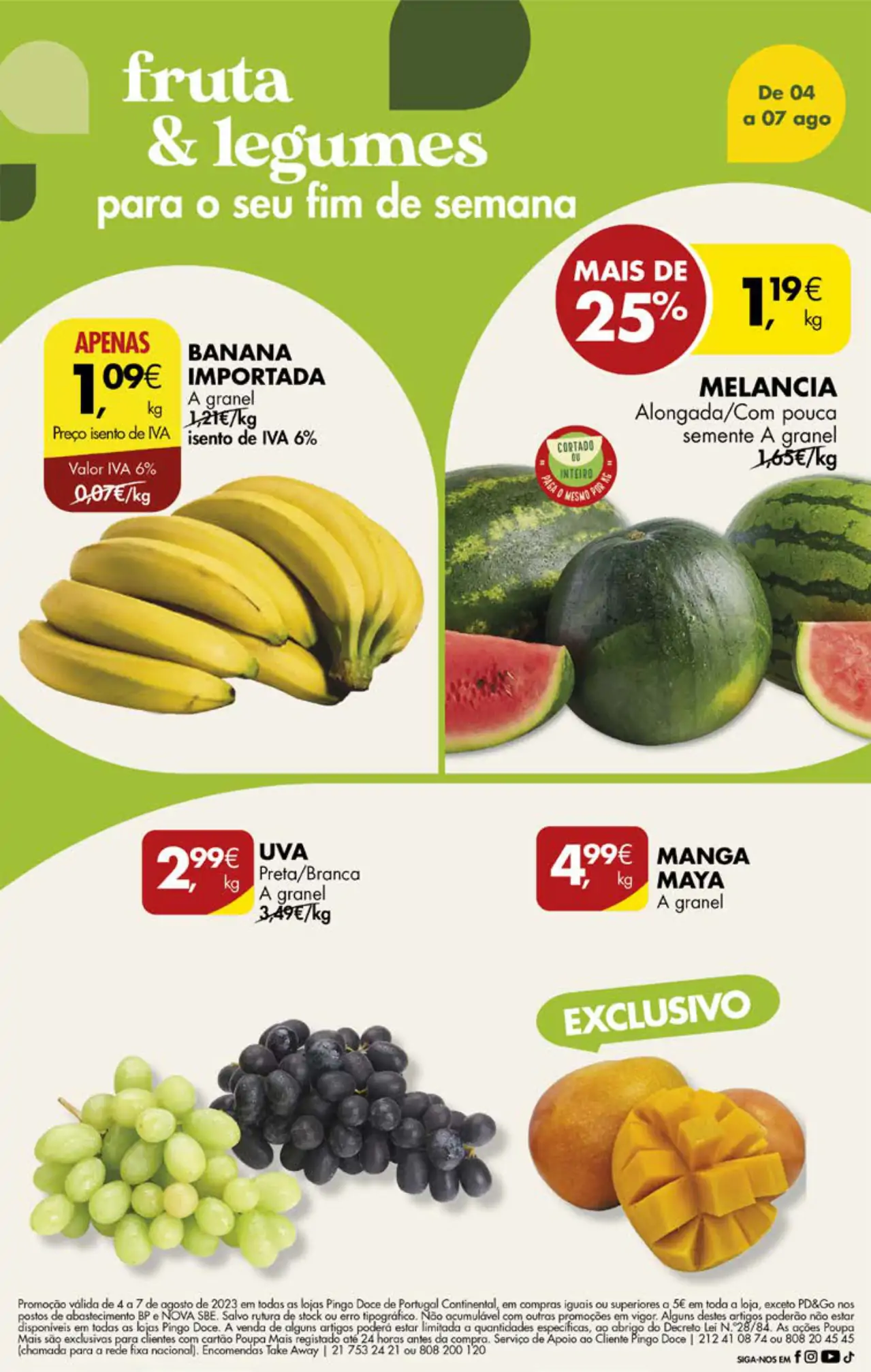 Antevis&atilde;o Folheto Pingo Doce fim-de-semana (4 a 7 agosto)