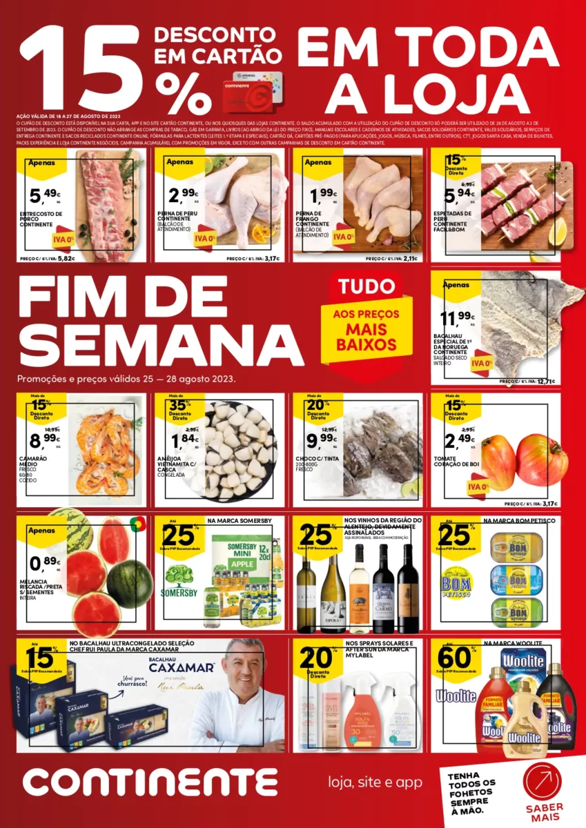 Folheto Continente fim-de-semana (25 a 28 agosto)