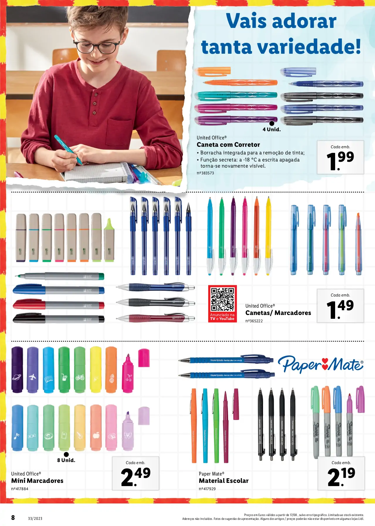 Folheto LiDL Especial Regresso &agrave;s Aulas (a partir de 17 agosto)