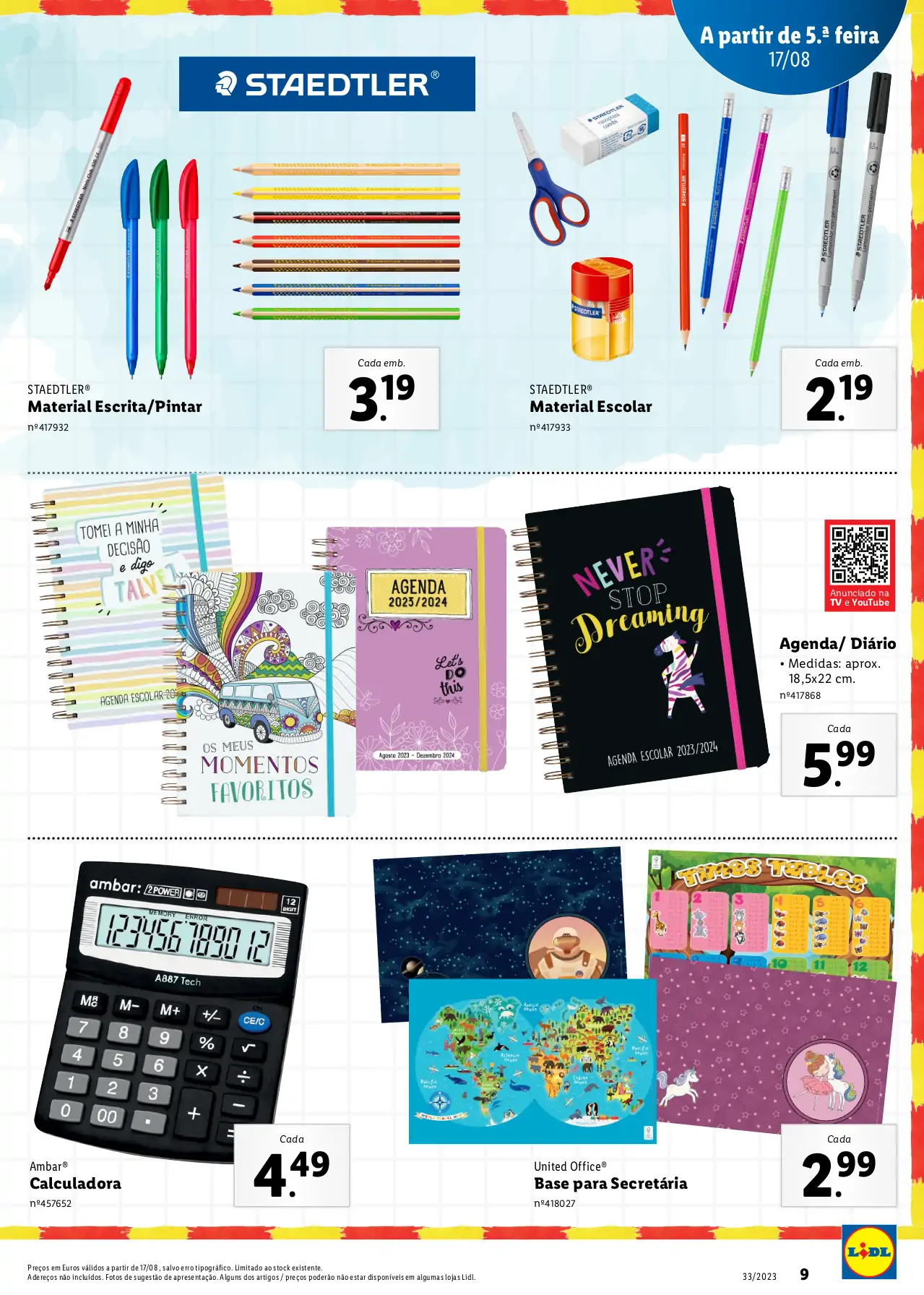 Folheto LiDL Especial Regresso &agrave;s Aulas (a partir de 17 agosto)