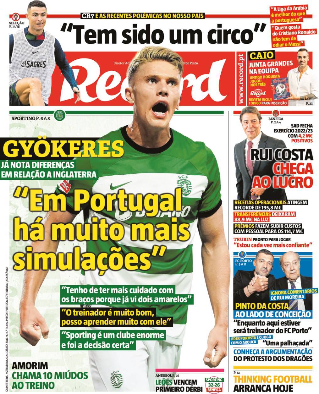 Record: Capa da Edi&ccedil;&atilde;o de quinta-feira, 07 de setembro 2023