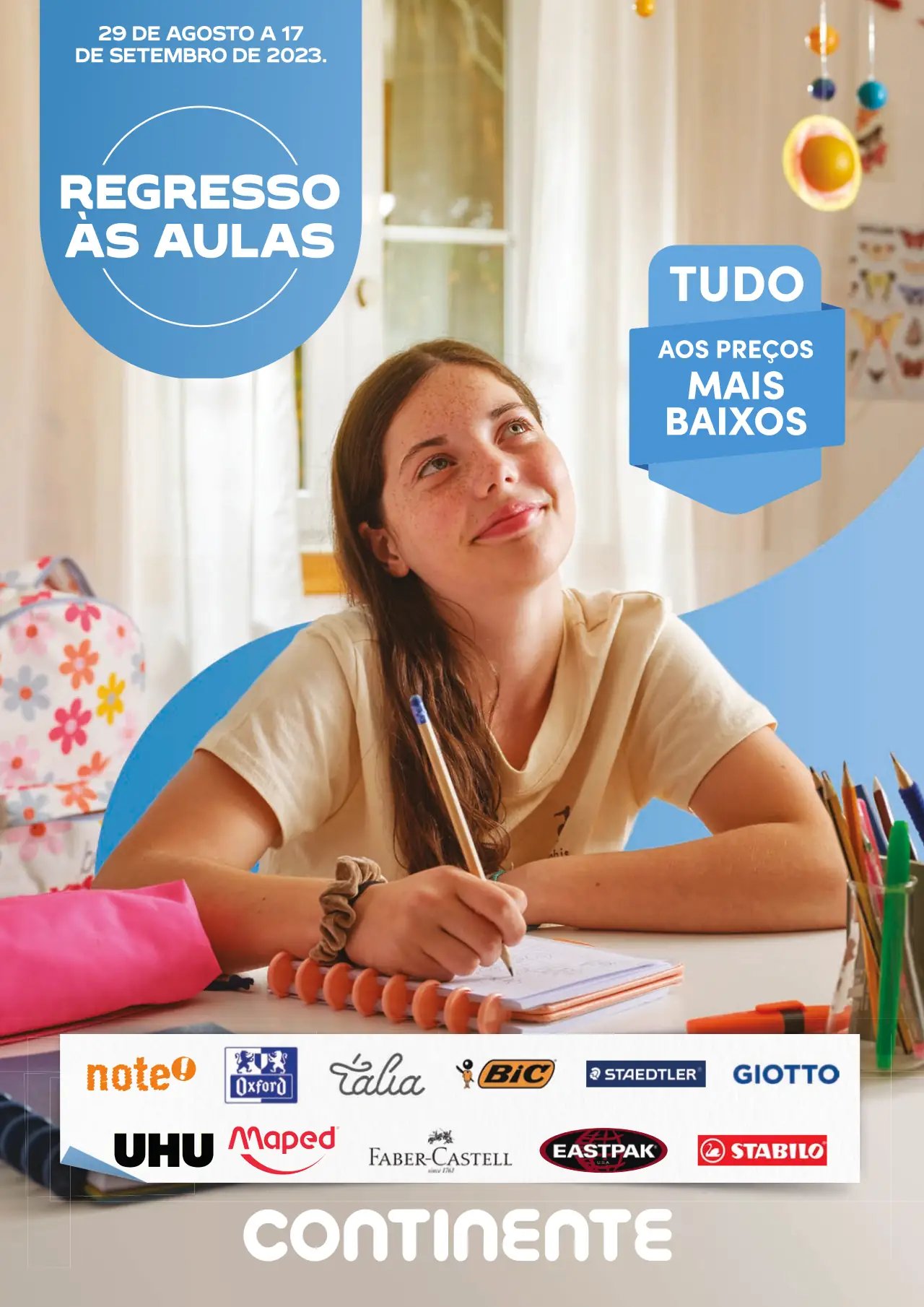 Folheto Continente especial Regresso &agrave;s Aulas (at&eacute; 17 setembro)