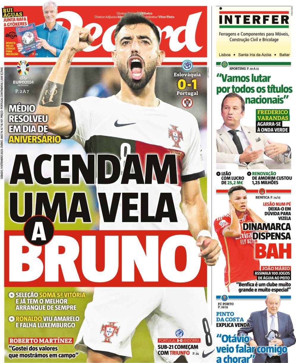 Record: Capa da Edi&ccedil;&atilde;o de s&aacute;bado, 09 de setembro 2023