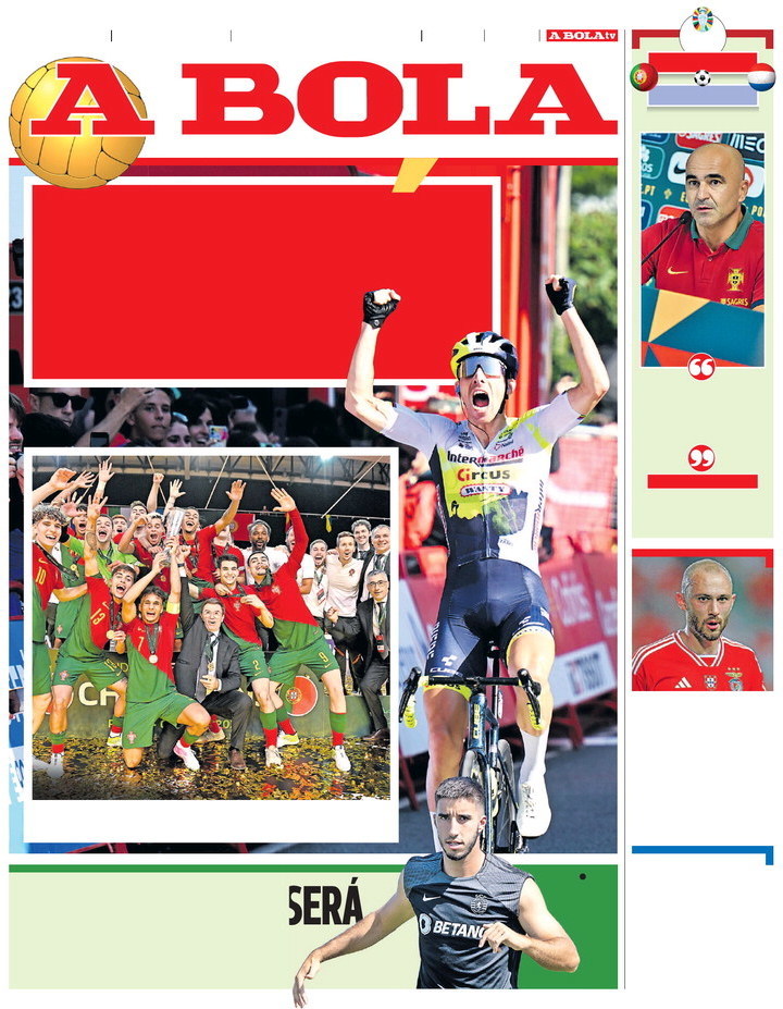 A Bola: Capa da Edi&ccedil;&atilde;o de segunda-feira, 11 de setembro 2023