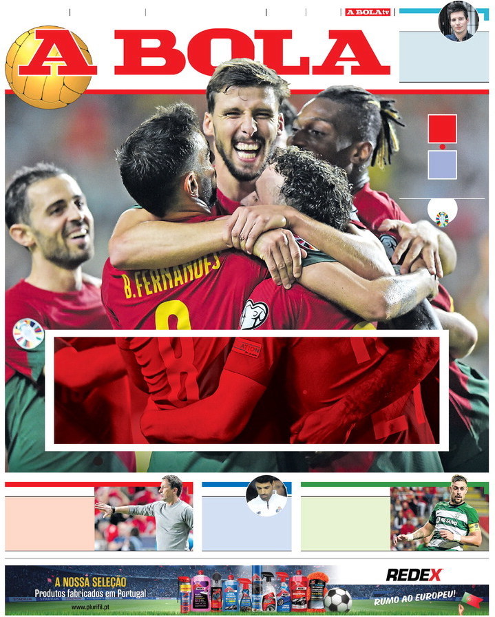 A Bola: Capa da Edi&ccedil;&atilde;o de ter&ccedil;a-feira, 12 de setembro 2023