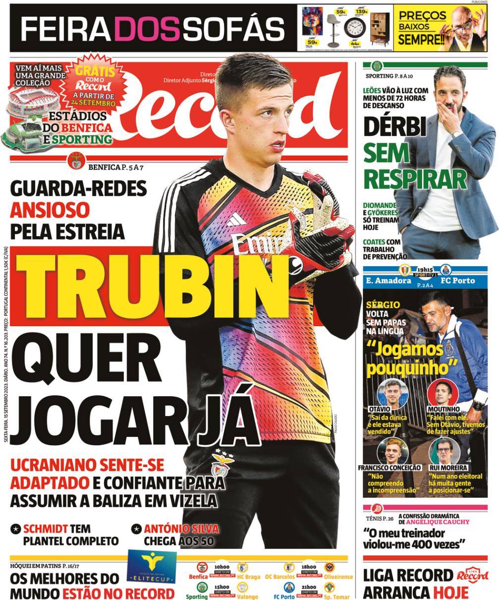 Record: Capa da Edi&ccedil;&atilde;o de sexta-feira, 15 de setembro 2023