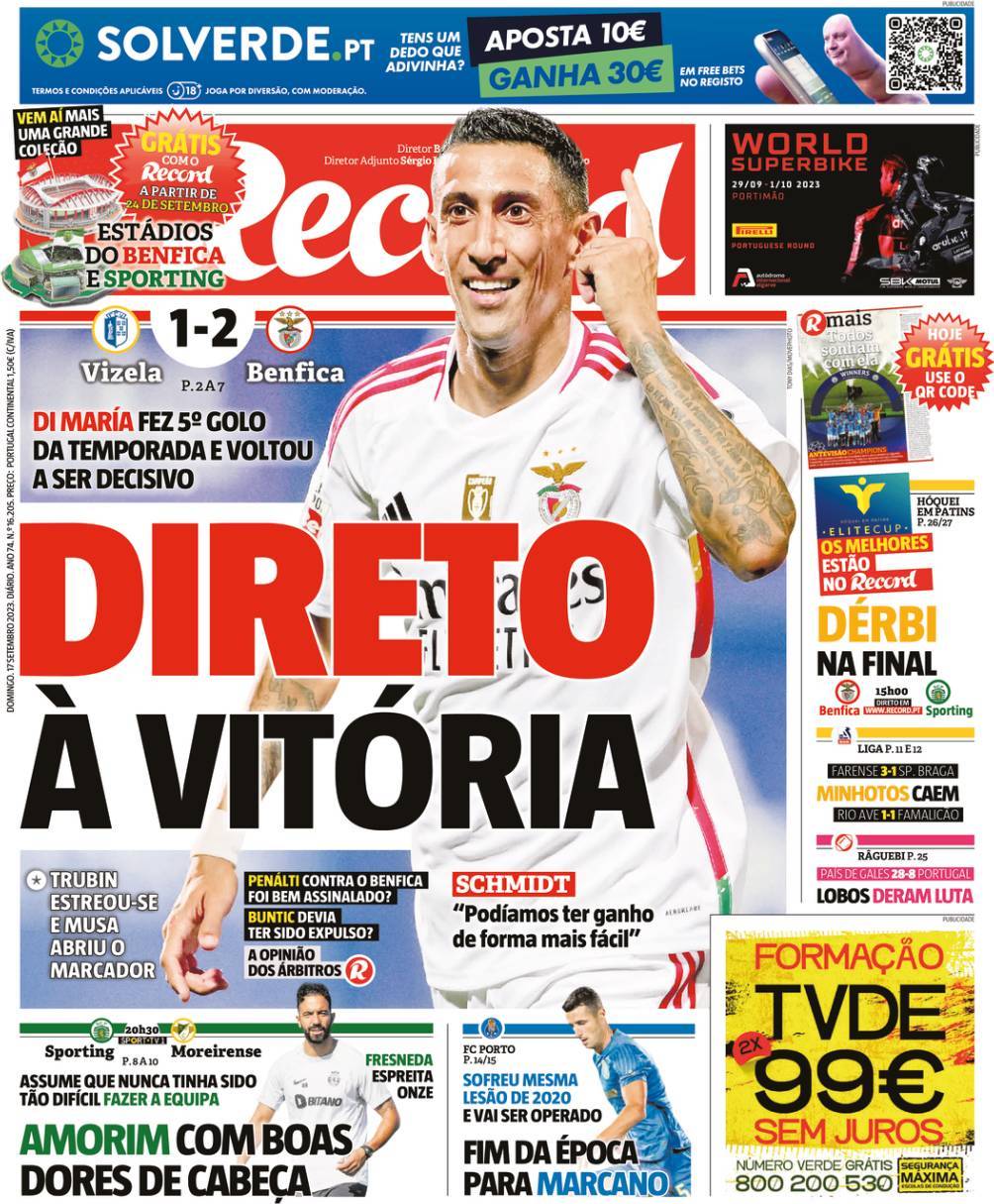 Record: Capa da Edi&ccedil;&atilde;o de domingo, 17 de setembro 2023