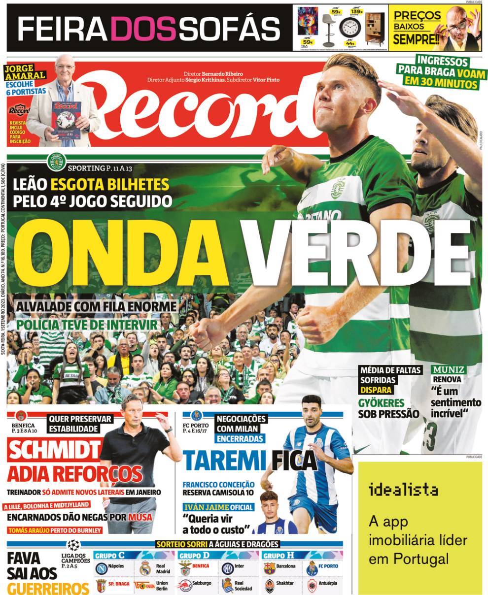 Record: Capa da Edi&ccedil;&atilde;o de sexta-feira, 01 de setembro 2023