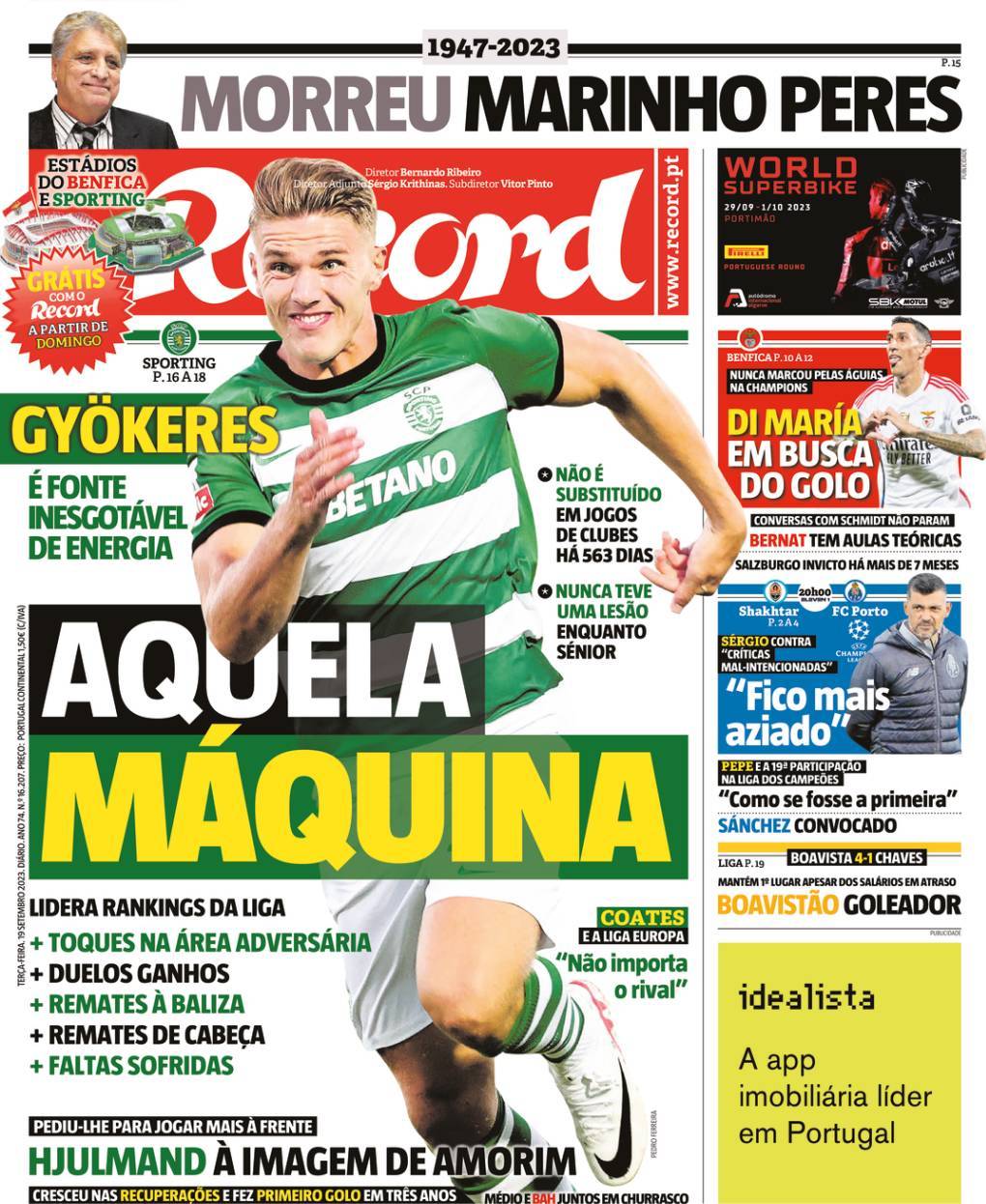 Record: Capa da Edi&ccedil;&atilde;o de ter&ccedil;a-feira, 19 de setembro 2023