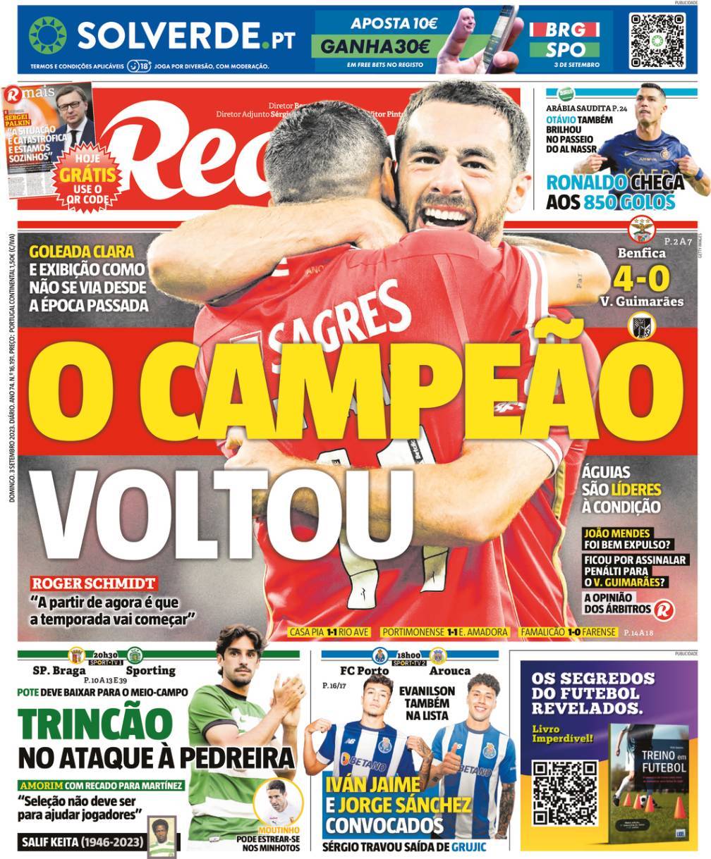 Record: Capa da Edi&ccedil;&atilde;o de domingo, 03 de setembro 2023
