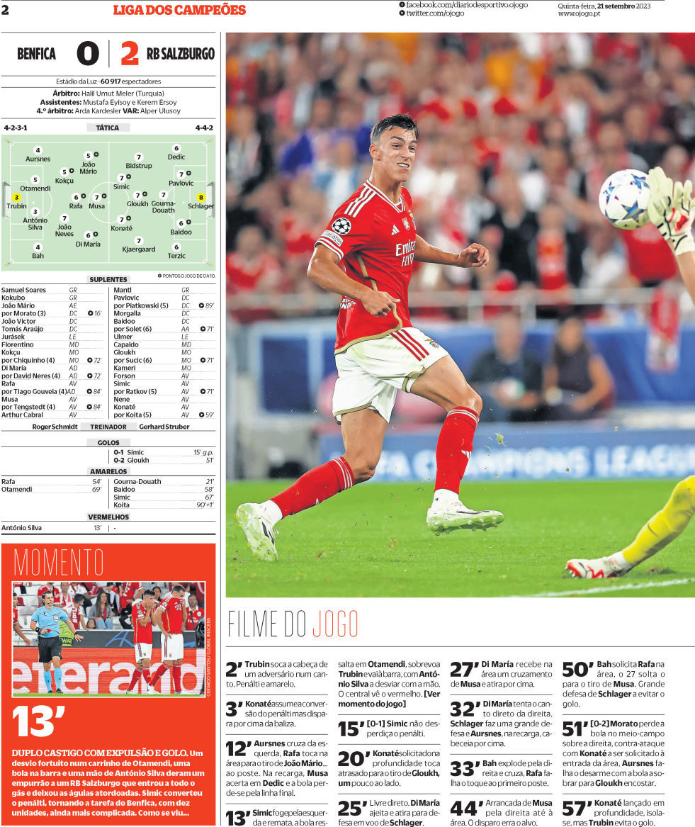 O Jogo: Capa da Edi&ccedil;&atilde;o de quinta-feira, 21 de setembro 2023