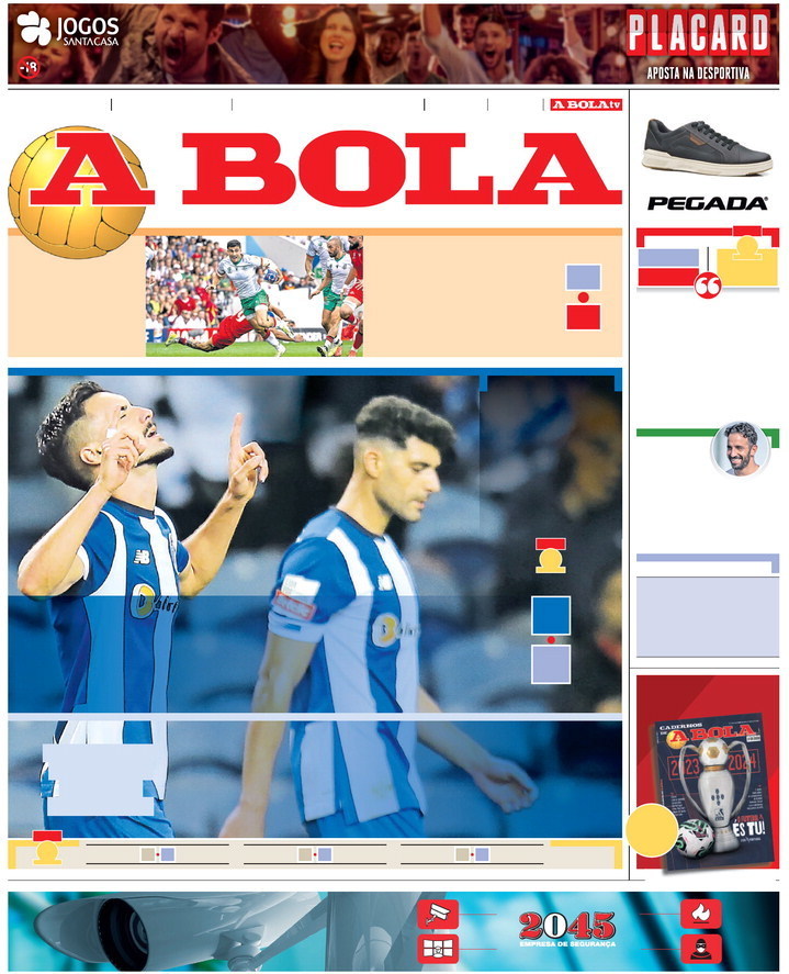 A Bola: Capa da Edi&ccedil;&atilde;o de domingo, 24 de setembro 2023