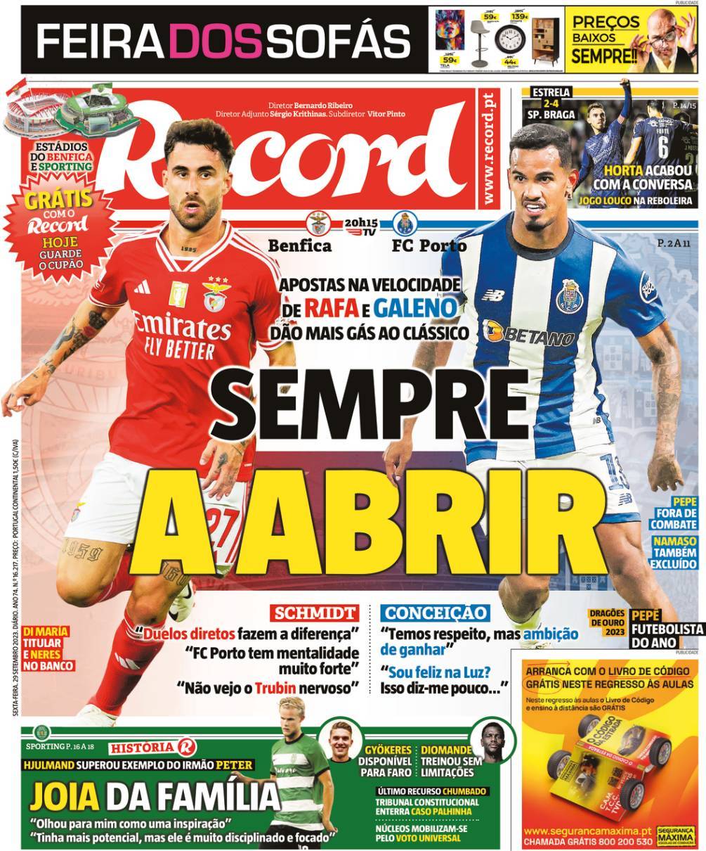 Record: Capa da Edi&ccedil;&atilde;o de sexta-feira, 29 de setembro 2023