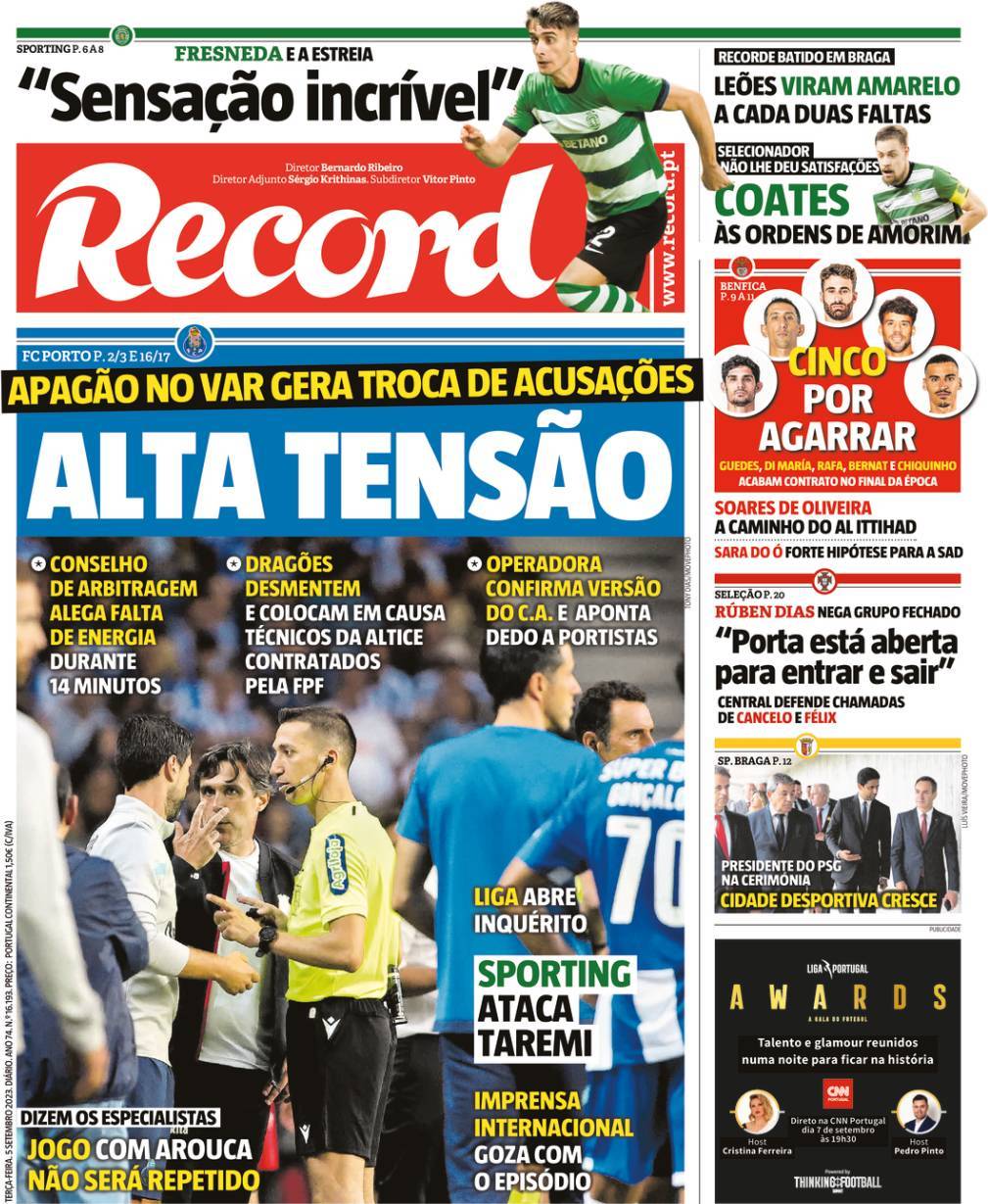 Record: Capa da Edi&ccedil;&atilde;o de ter&ccedil;a-feira, 05 de setembro 2023