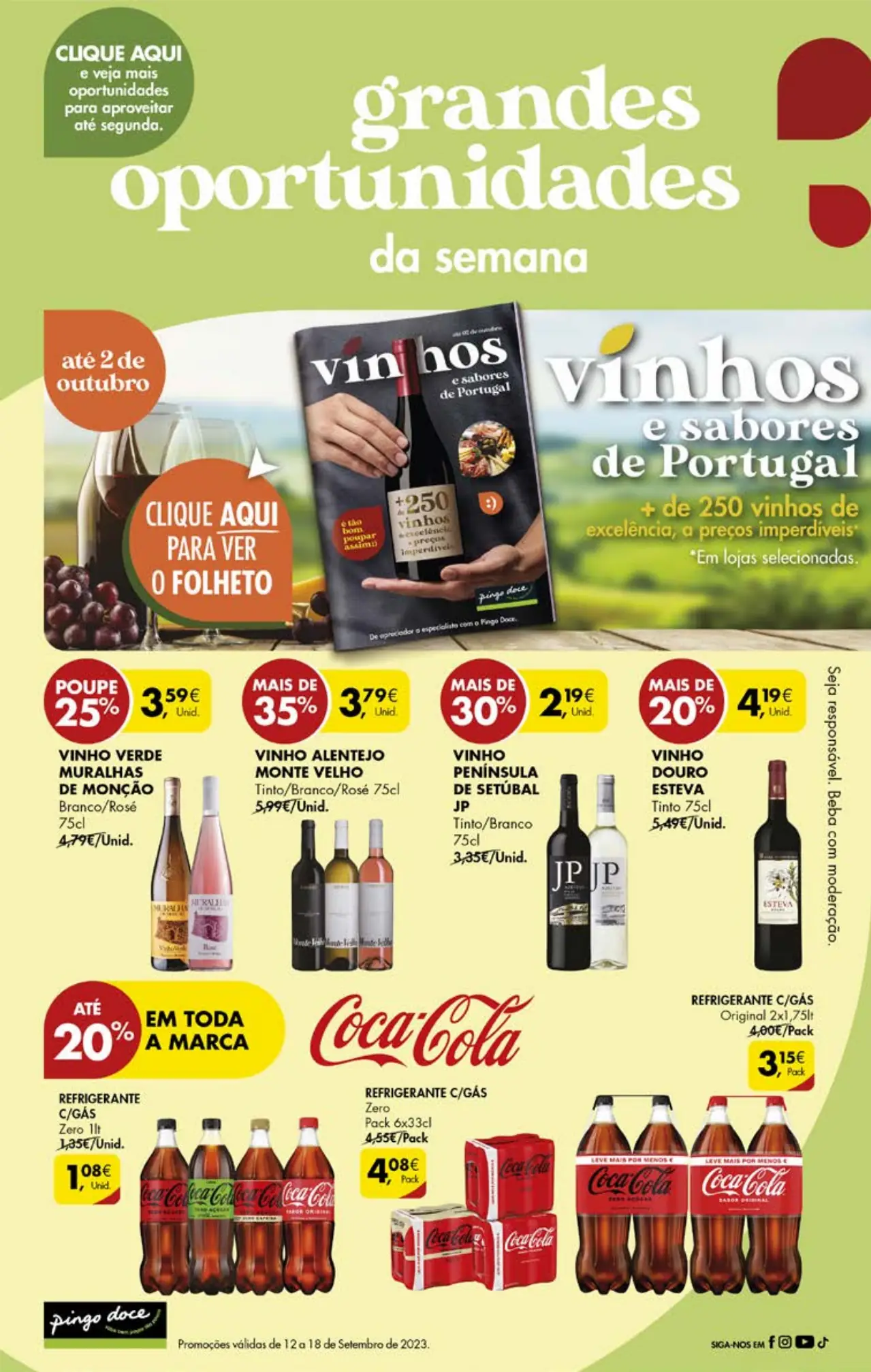 Antevis&atilde;o Folheto Pingo Doce fim-de-semana (15 a 18 setembro)