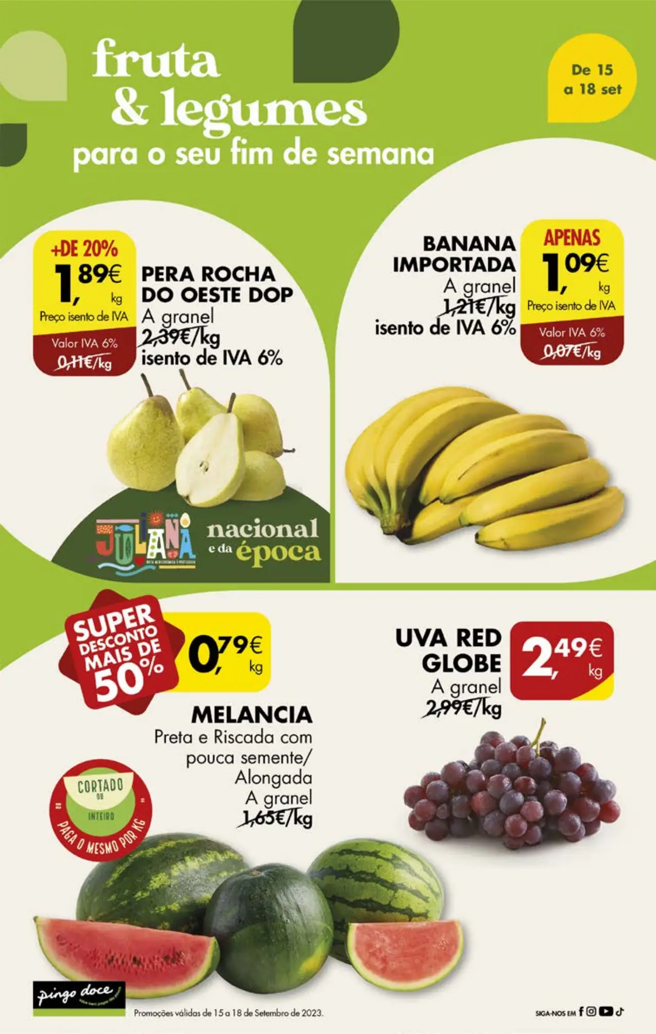 Antevis&atilde;o Folheto Pingo Doce fim-de-semana (15 a 18 setembro)