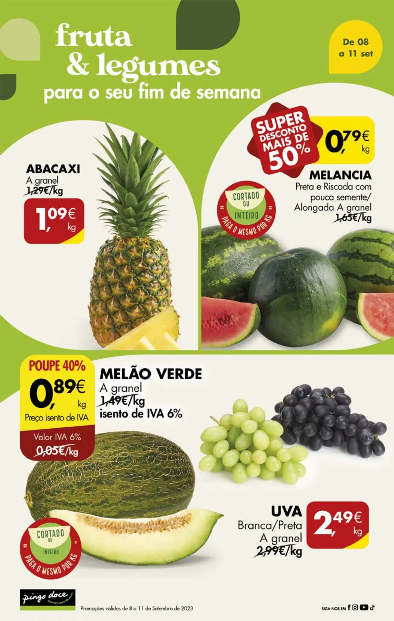 Antevis&atilde;o Folheto Pingo Doce Fim-de-semana (8 a 11 setembro)