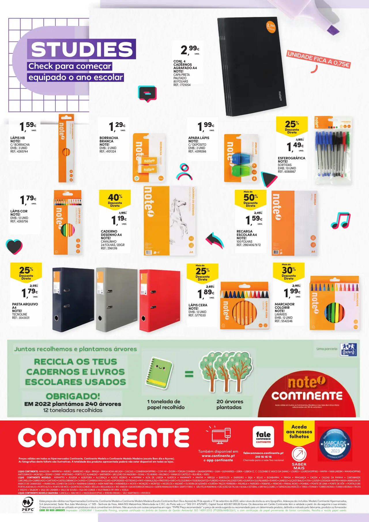 Folheto Continente especial Regresso &agrave;s Aulas (at&eacute; 17 setembro)