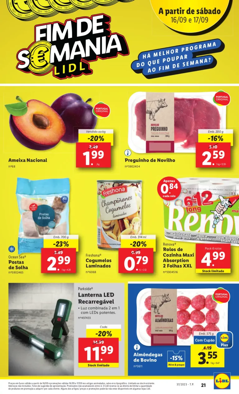 Folheto &ldquo;Fim-de-semania&rdquo; LiDL (16 e 17 setembro)