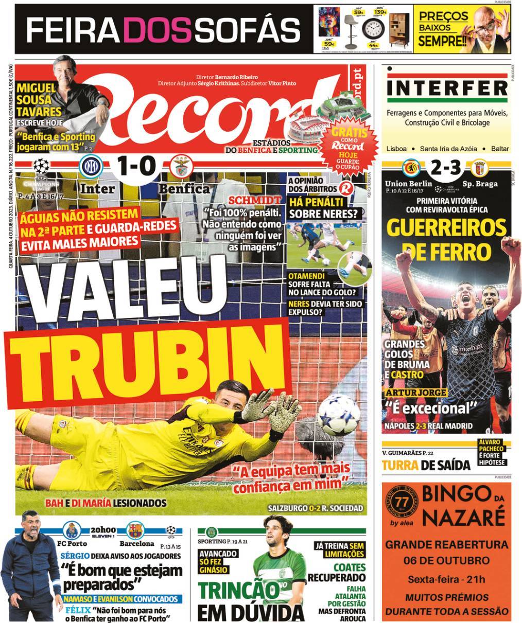 Record: Capa da Edi&ccedil;&atilde;o de quarta-feira, 04 de outubro 2023