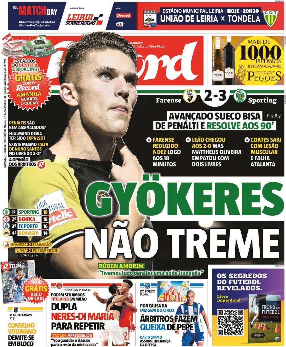 Record: Capa da Edi&ccedil;&atilde;o de domingo, 01 de outubro 2023