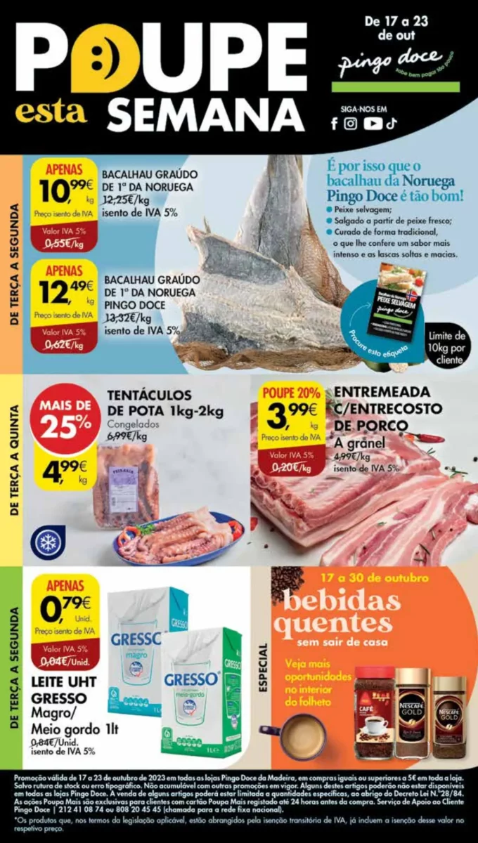 Antevis&atilde;o Folheto Pingo Doce Madeira (17 a 23 outubro)