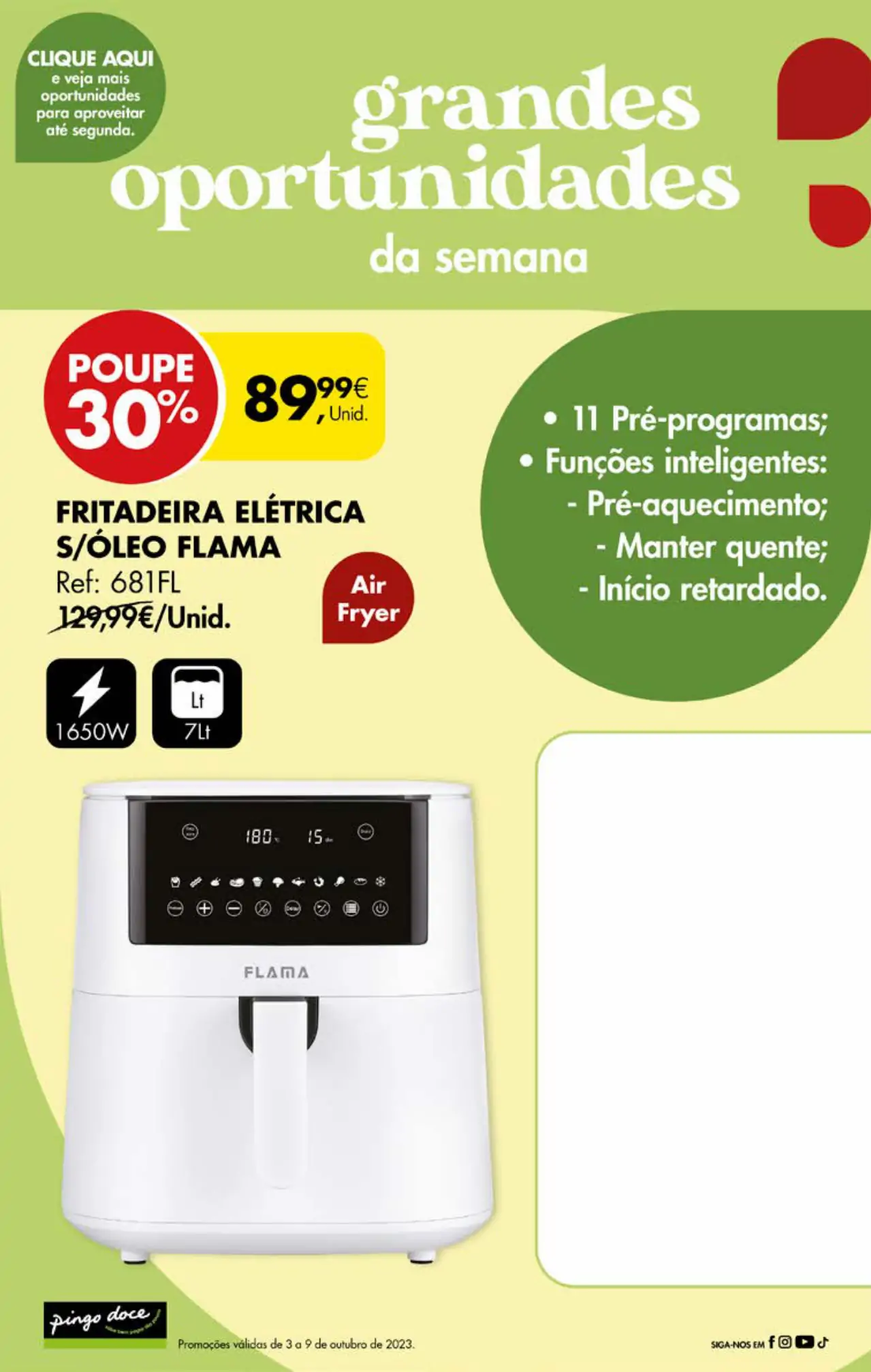 Antevis&atilde;o Folheto Pingo Doce fim-de-semana (6 a 9 outubro)