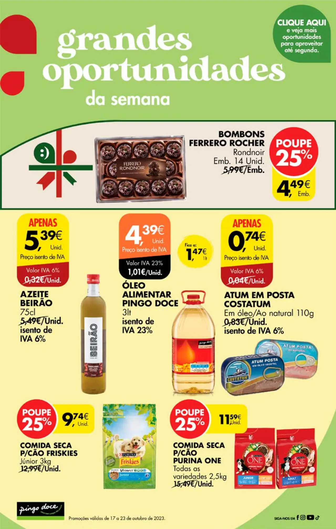 Antevis&atilde;o Folheto Pingo Doce fim-de-semana (20 a 23 outubro)