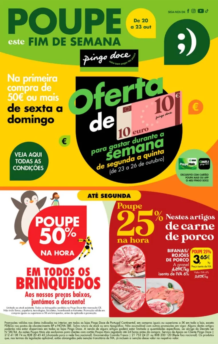 Antevis&atilde;o Folheto Pingo Doce fim-de-semana (20 a 23 outubro)