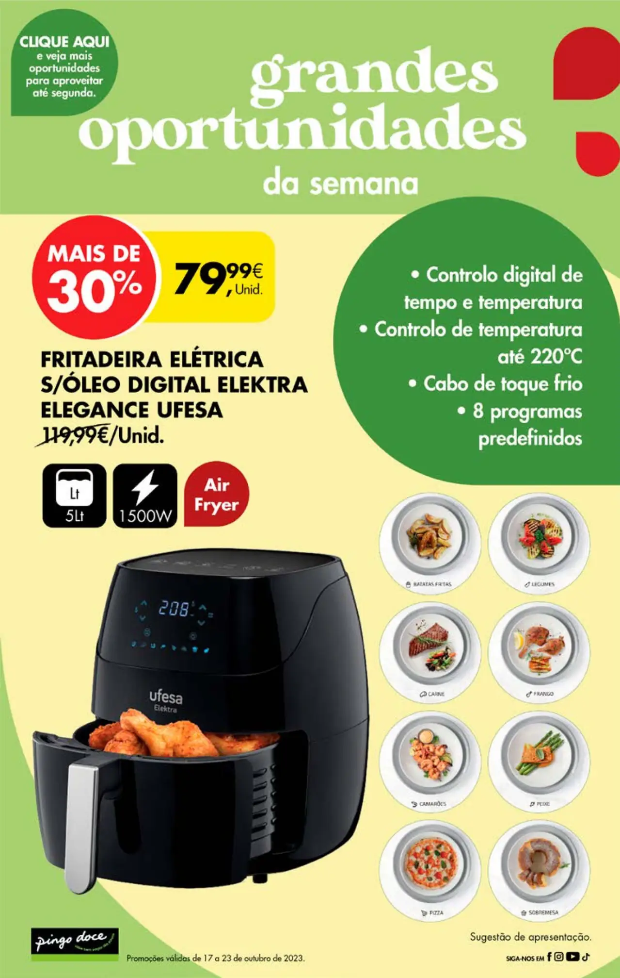 Antevis&atilde;o Folheto Pingo Doce fim-de-semana (20 a 23 outubro)